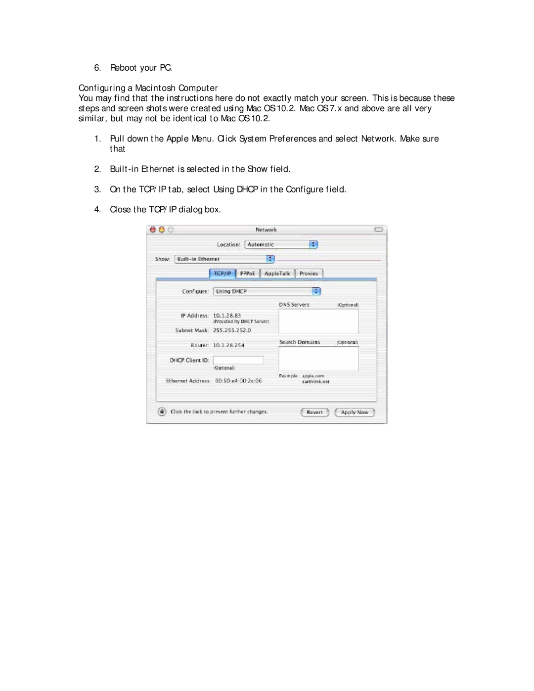 SMC Networks SMC8014W-G manual Configuring a Macintosh Computer 