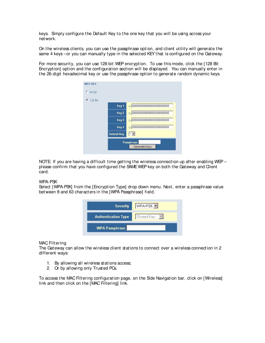 SMC Networks SMC8014W-G manual Wpa-Psk, MAC Filtering 