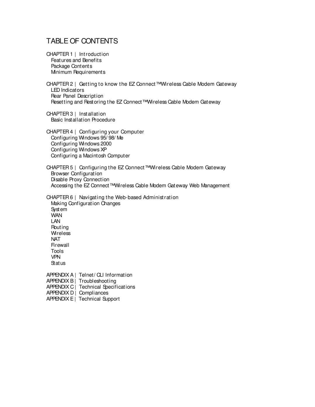 SMC Networks SMC8014W-G manual Table of Contents 