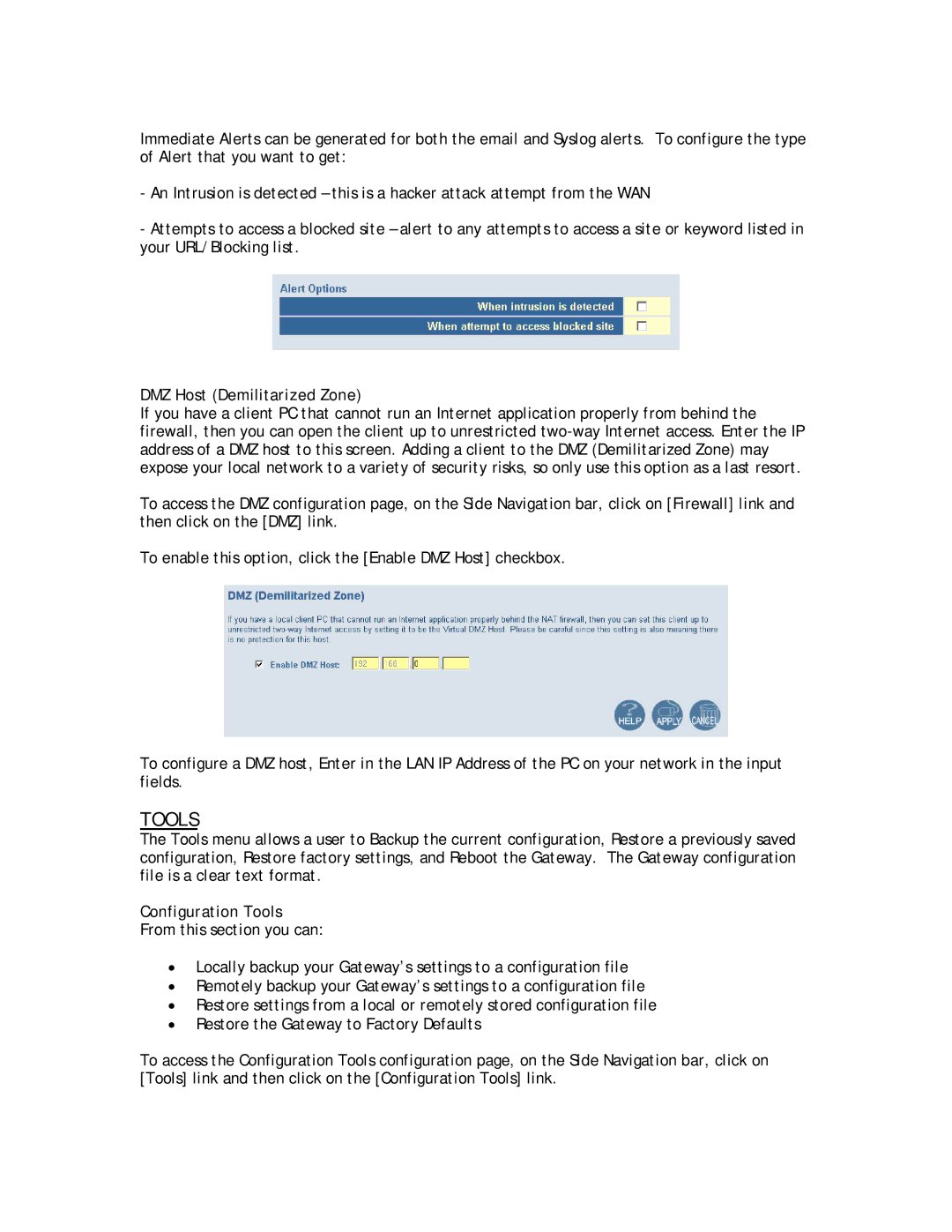 SMC Networks SMC8014W-G manual DMZ Host Demilitarized Zone, Configuration Tools 