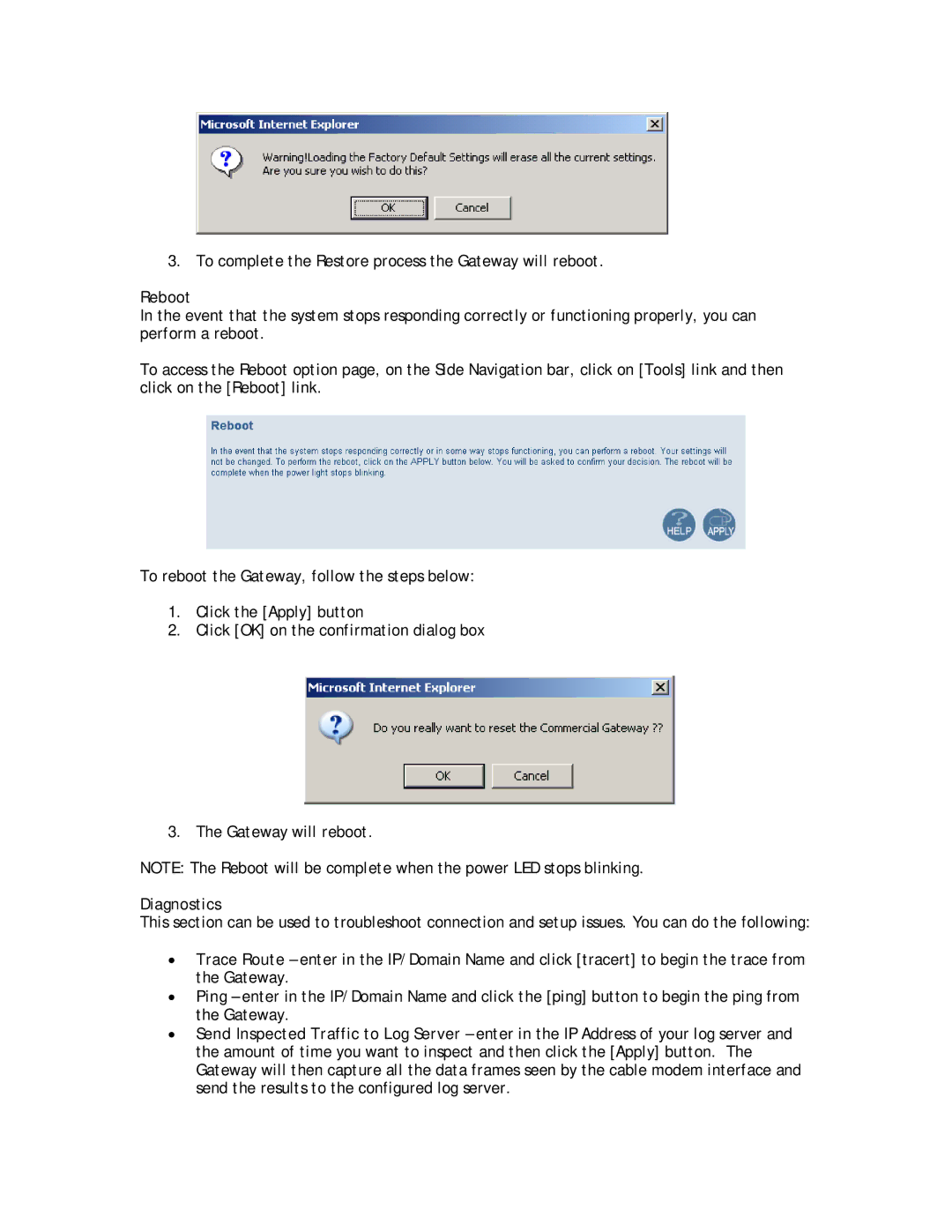 SMC Networks SMC8014W-G manual Reboot, Diagnostics 