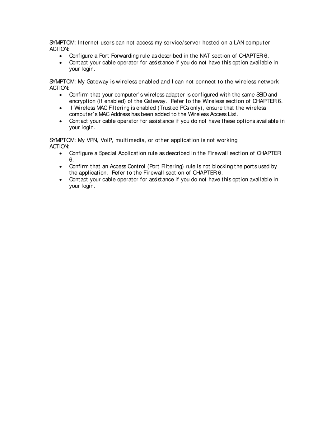 SMC Networks SMC8014W-G manual Action 