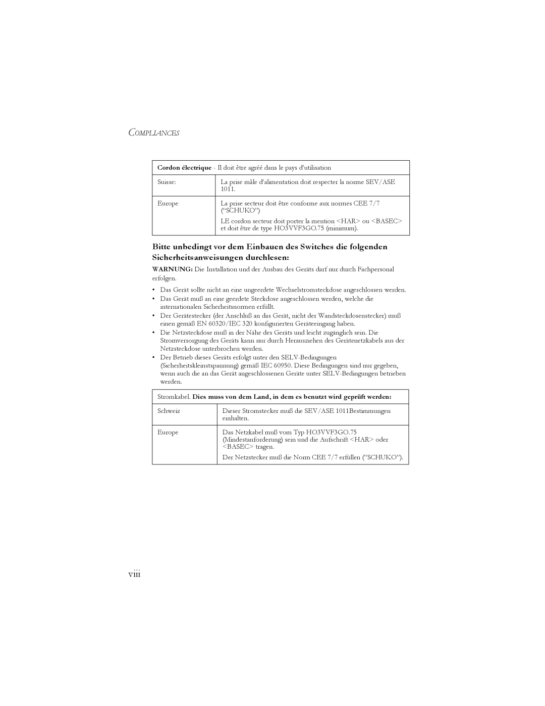 SMC Networks SMC8024L2 manual Viii, Schuko 