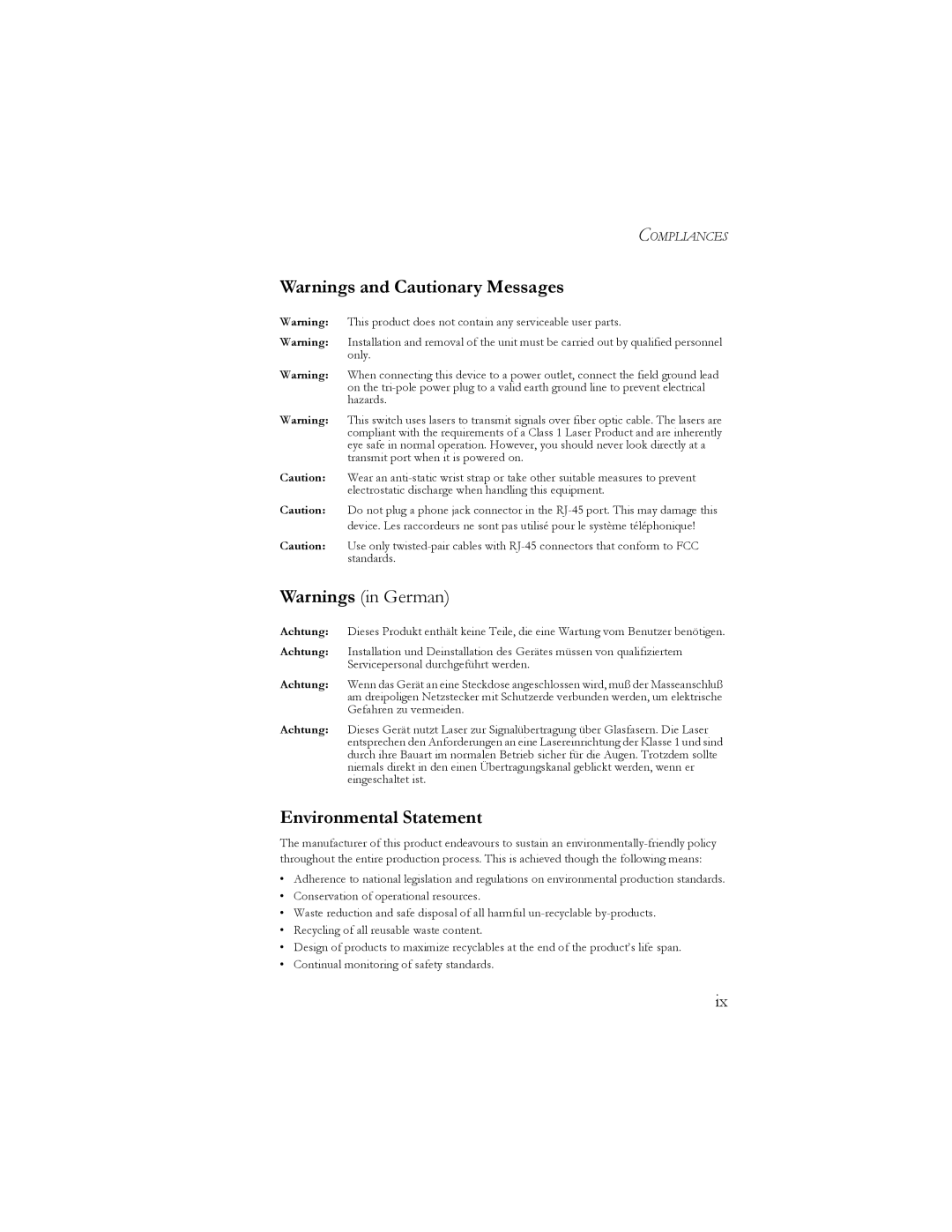 SMC Networks SMC8024L2 manual Environmental Statement 