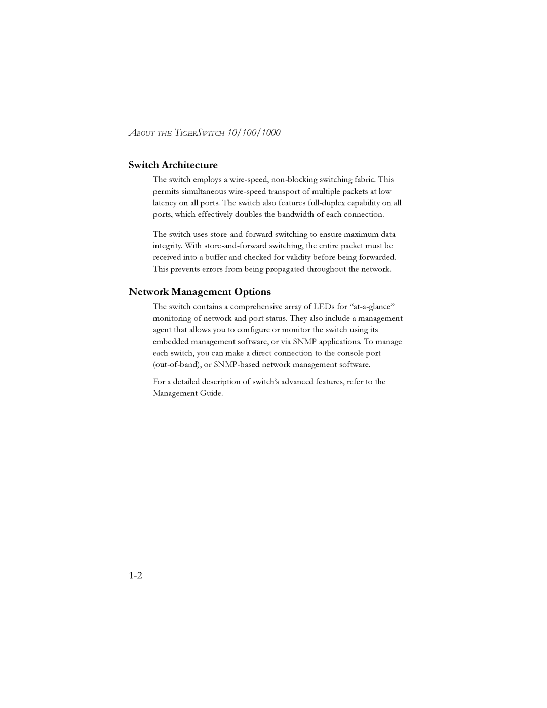 SMC Networks SMC8024L2 manual Switch Architecture, Network Management Options 