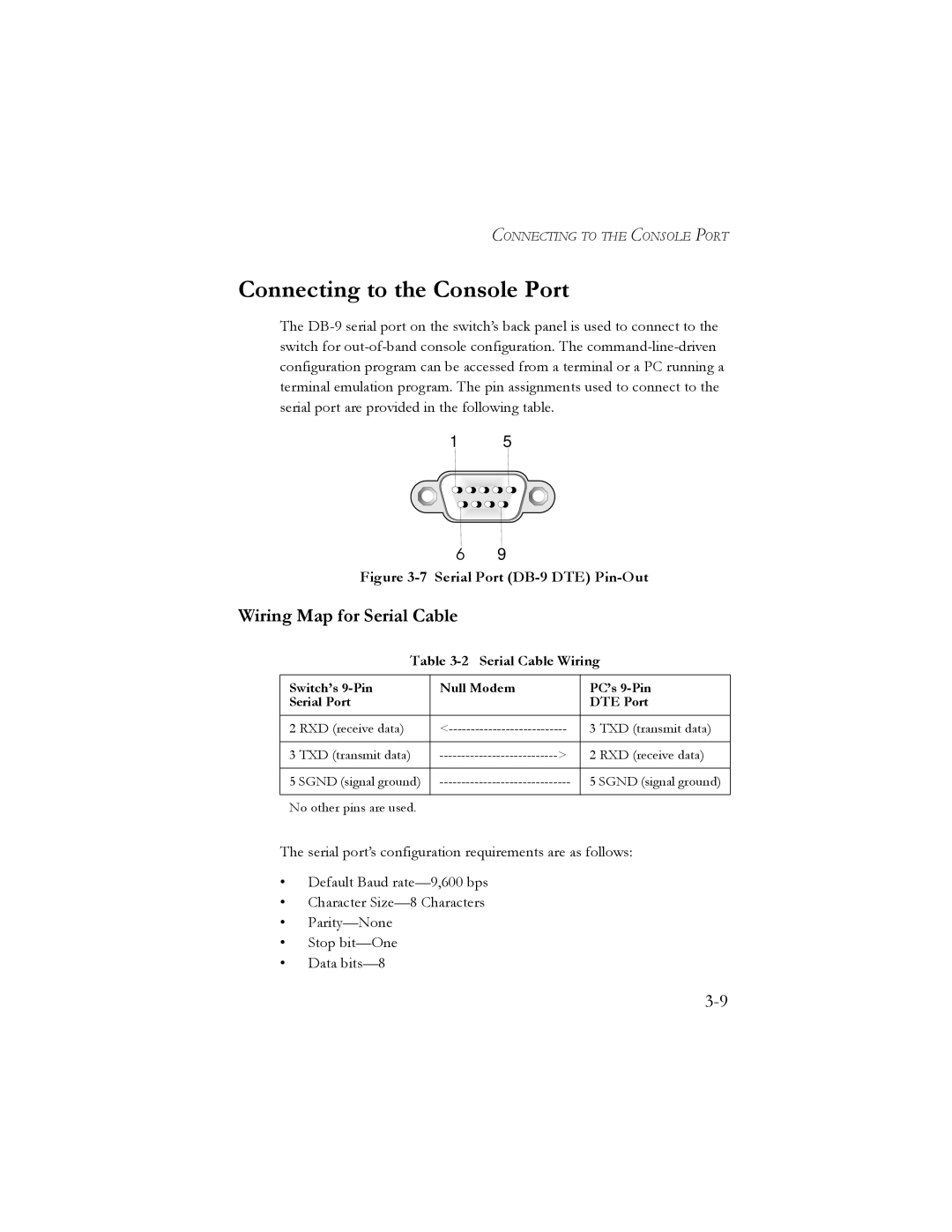 SMC Networks SMC8024L2 manual Connecting to the Console Port, Wiring Map for Serial Cable, Serial Cable Wiring 