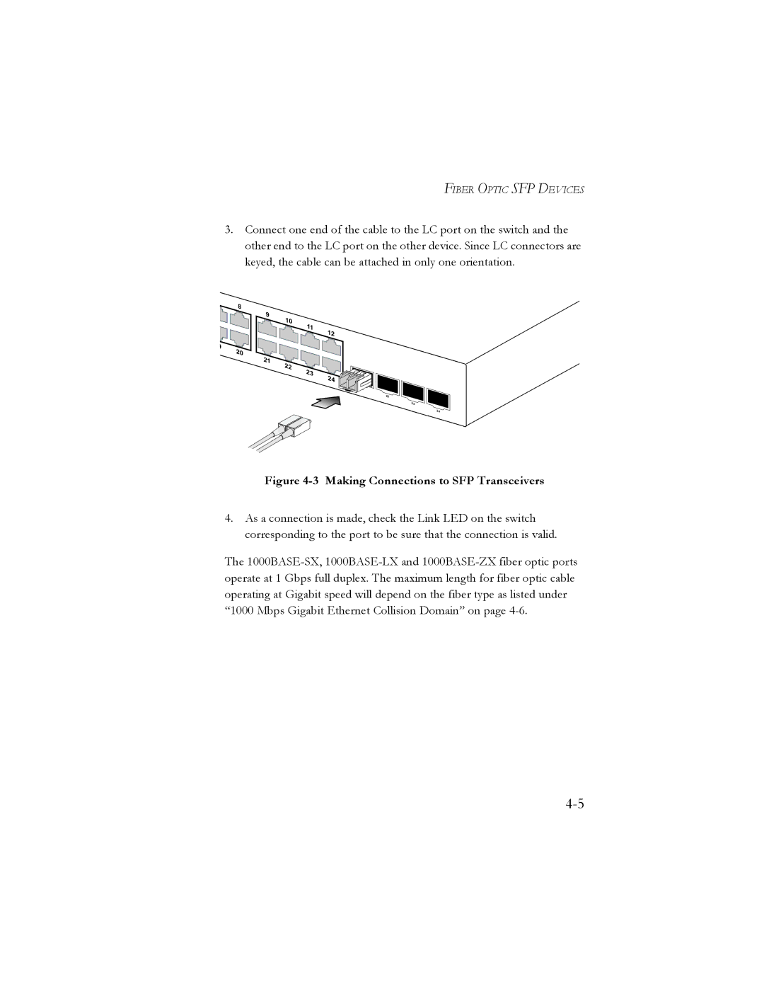 SMC Networks SMC8024L2 manual Making Connections to SFP Transceivers 