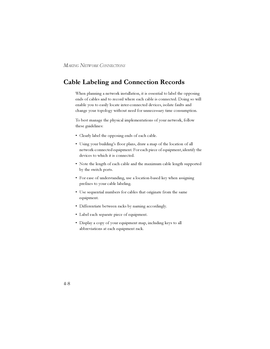 SMC Networks SMC8024L2 manual Cable Labeling and Connection Records 