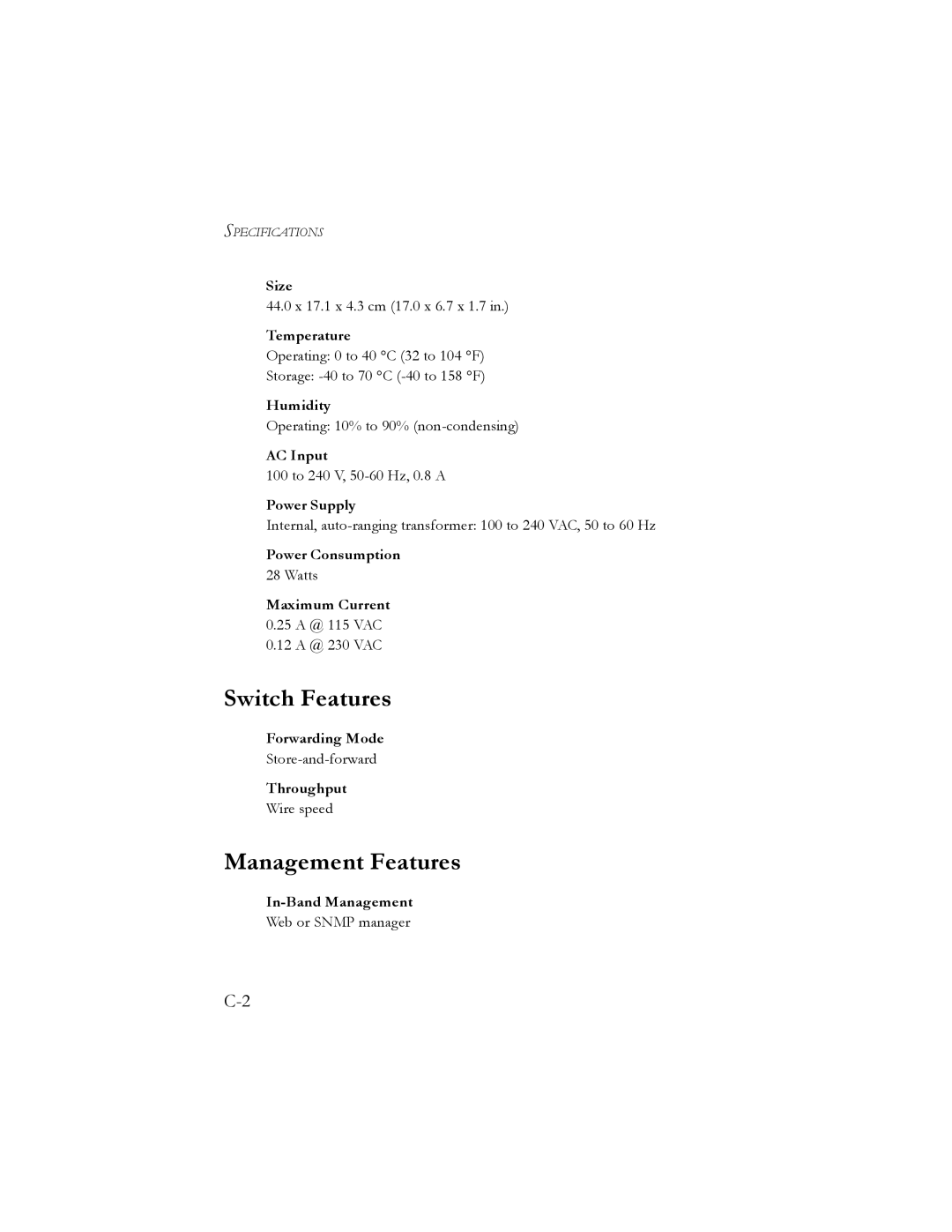 SMC Networks SMC8024L2 manual Switch Features, Management Features 