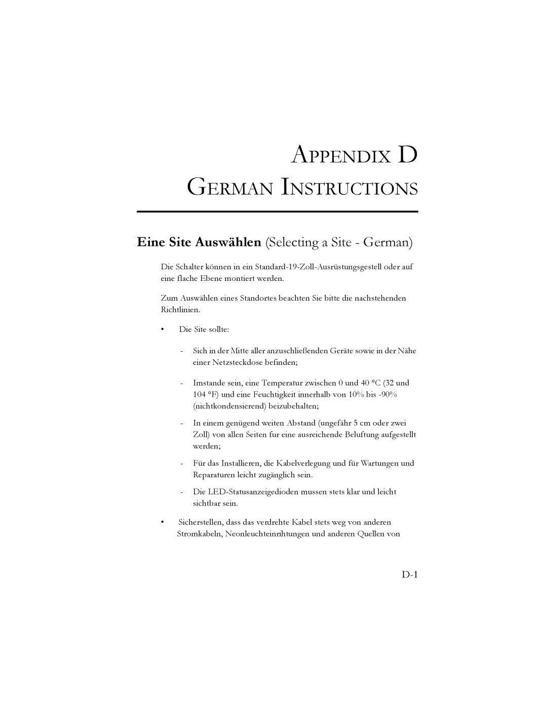 SMC Networks SMC8024L2 manual Appendix D German Instructions, Eine Site Auswählen Selecting a Site German 