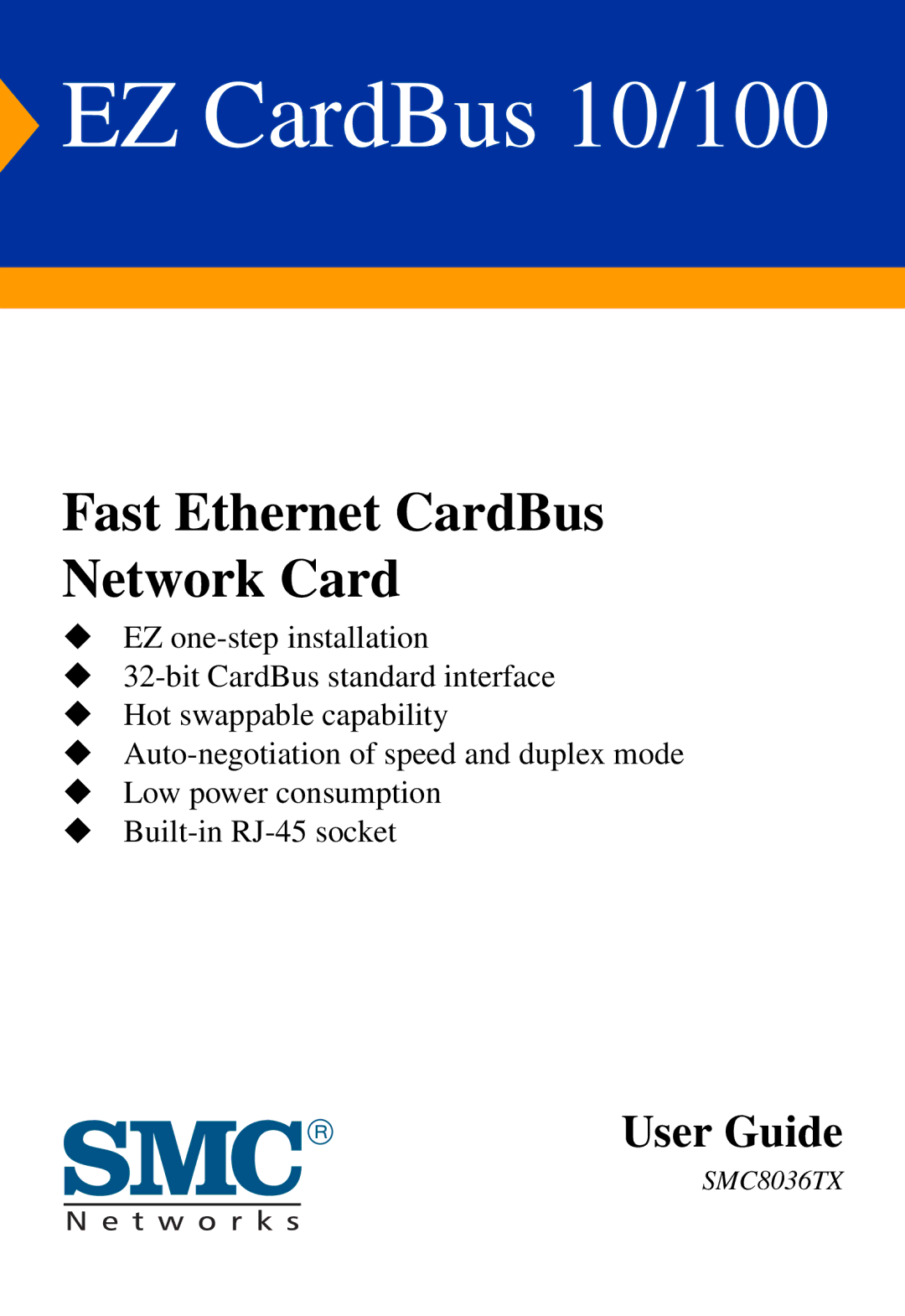 SMC Networks SMC8036TX manual EZ CardBus 10/100 