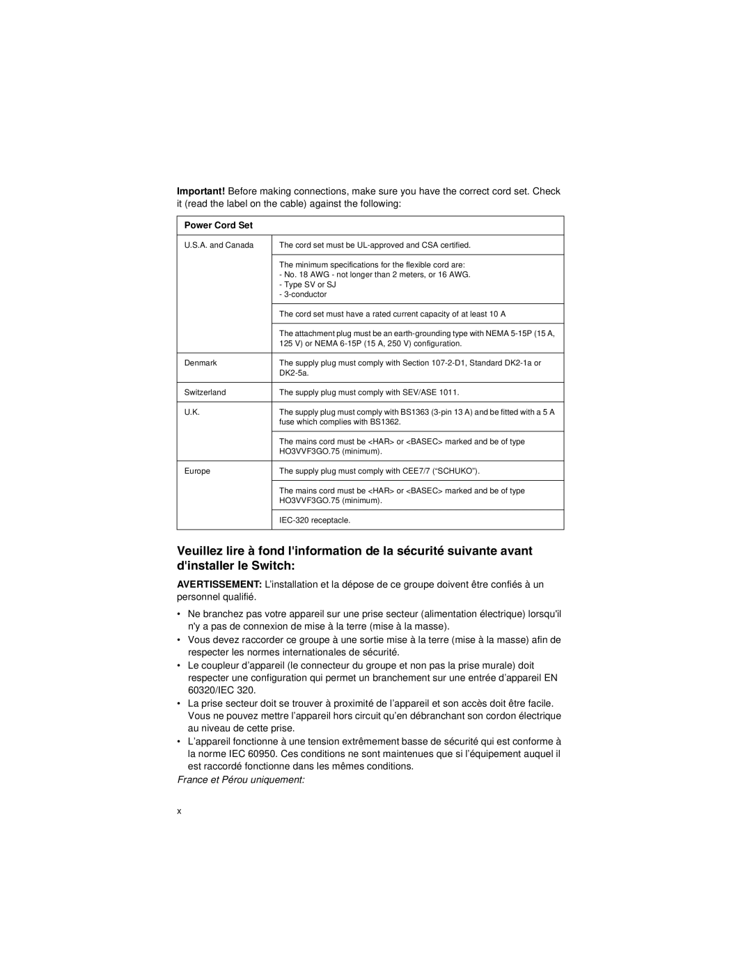 SMC Networks SMC8124PL2 manual France et Pérou uniquement 