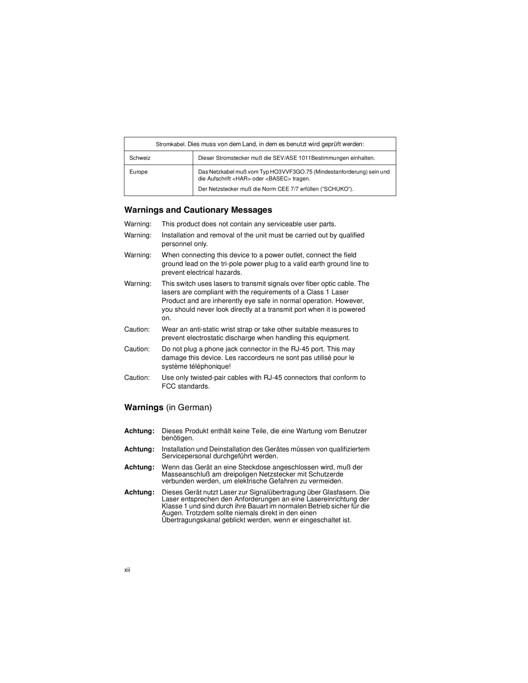 SMC Networks SMC8124PL2 manual Xii 