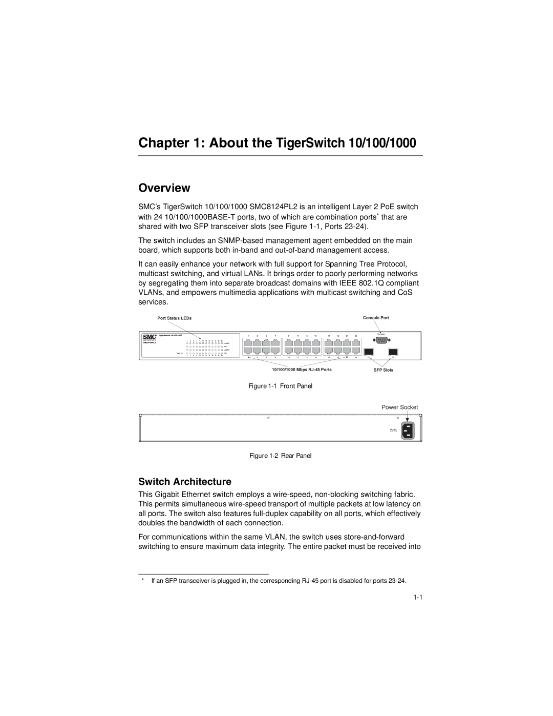 SMC Networks SMC8124PL2 manual About the TigerSwitch 10/100/1000, Overview, Switch Architecture 