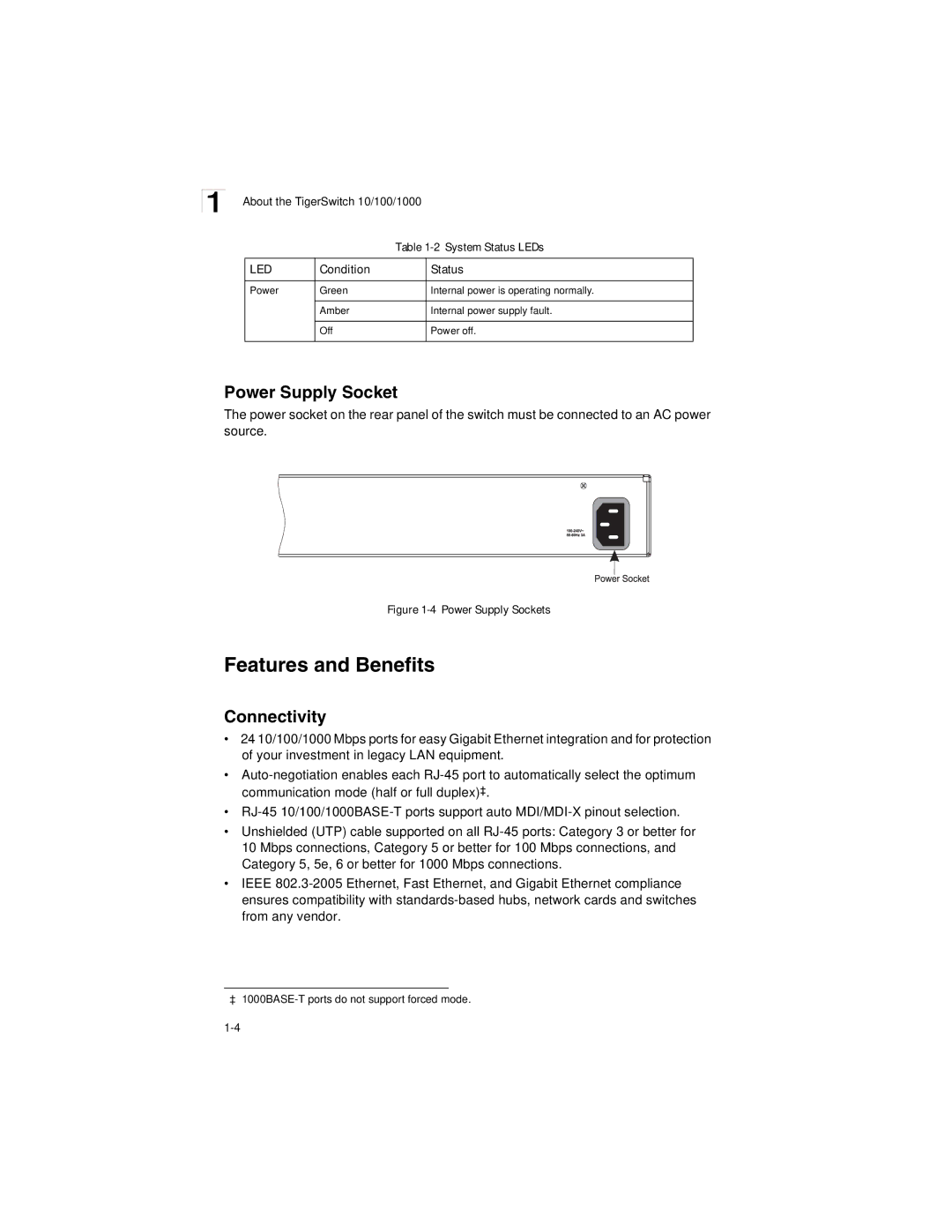 SMC Networks SMC8124PL2 manual Features and Benefits, Power Supply Socket, Connectivity, System Status LEDs 