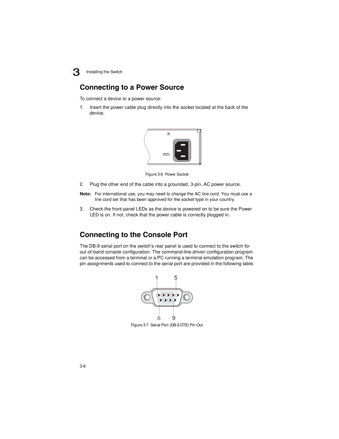 SMC Networks SMC8124PL2 manual Connecting to a Power Source, Connecting to the Console Port 