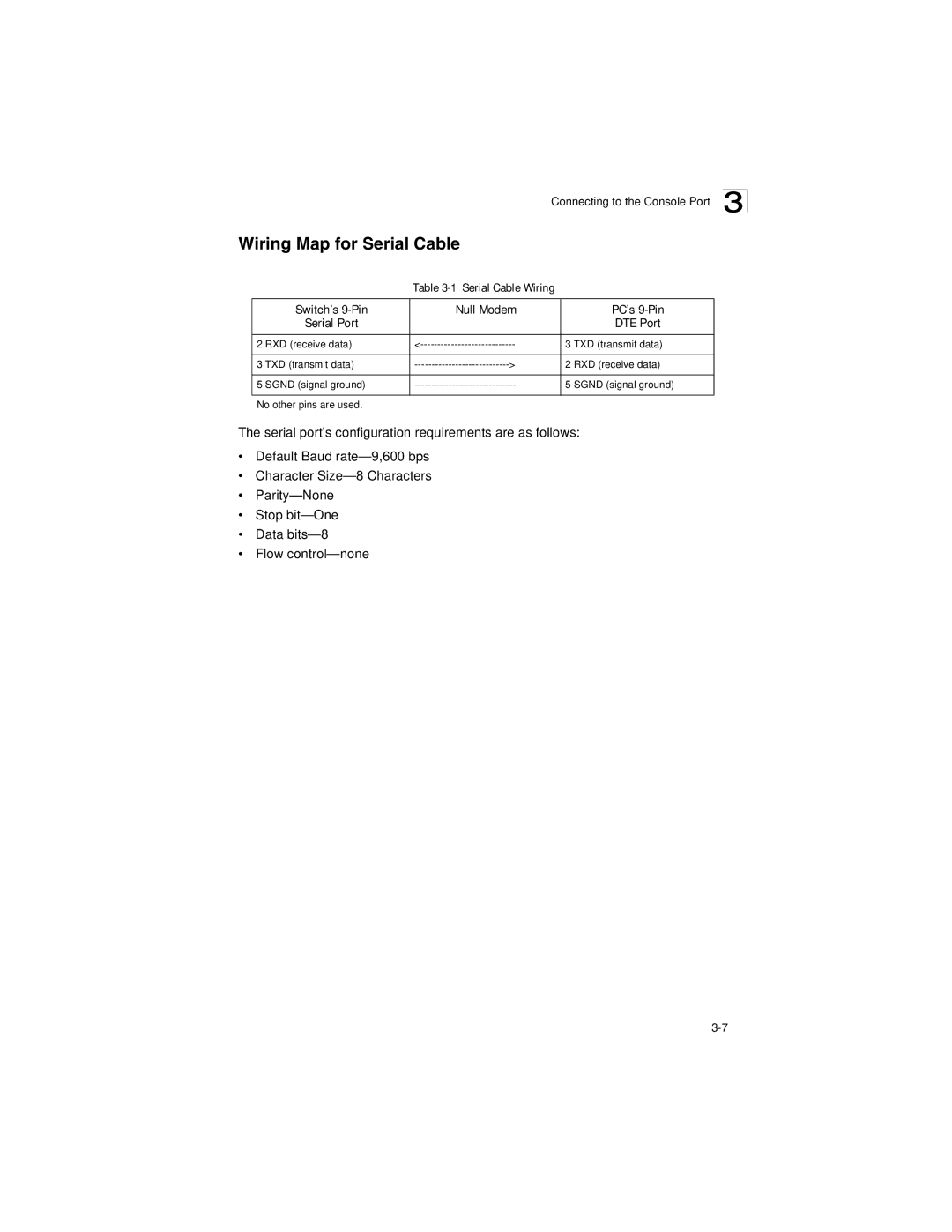 SMC Networks SMC8124PL2 Wiring Map for Serial Cable, Serial Cable Wiring Switch’s 9-Pin Null Modem PC’s 9-Pin, DTE Port 