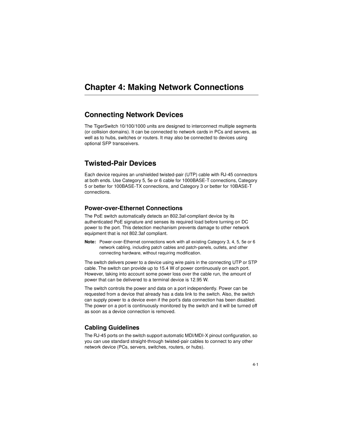 SMC Networks SMC8124PL2 Making Network Connections, Connecting Network Devices, Twisted-Pair Devices, Cabling Guidelines 