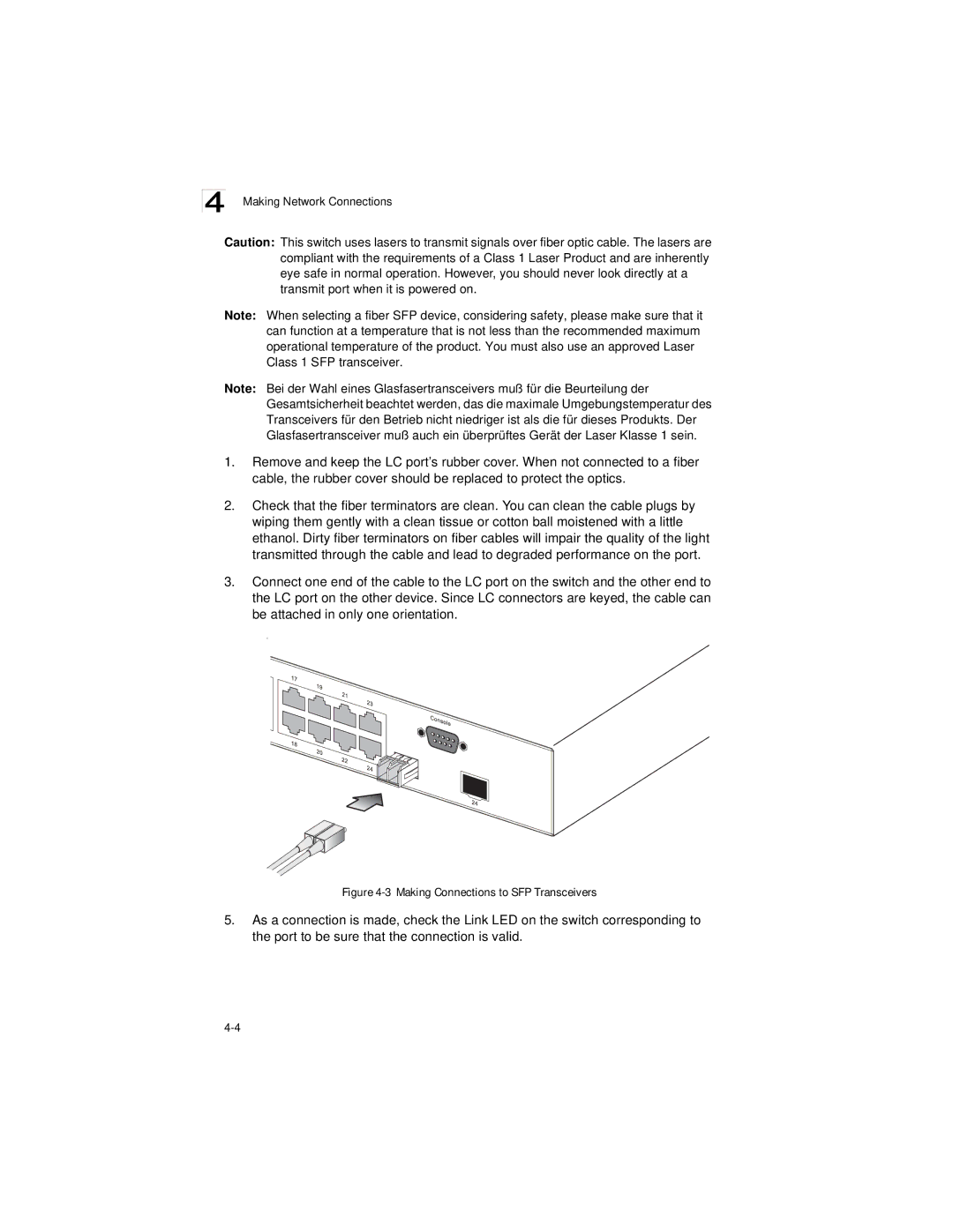 SMC Networks SMC8124PL2 manual Making Connections to SFP Transceivers 