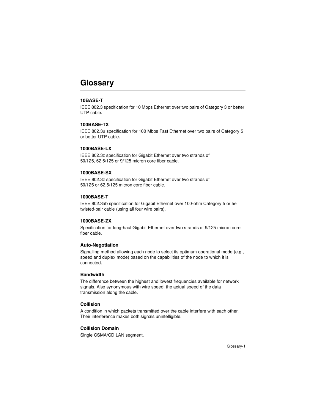 SMC Networks SMC8124PL2 manual Glossary-1 