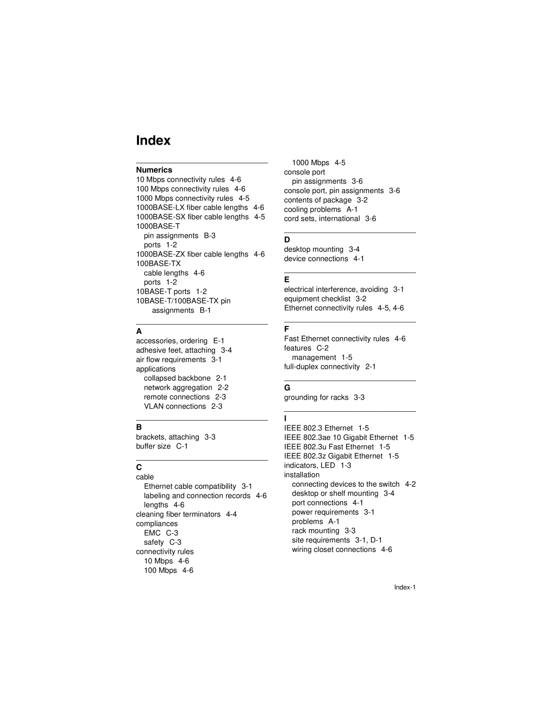 SMC Networks SMC8124PL2 manual Index-1 