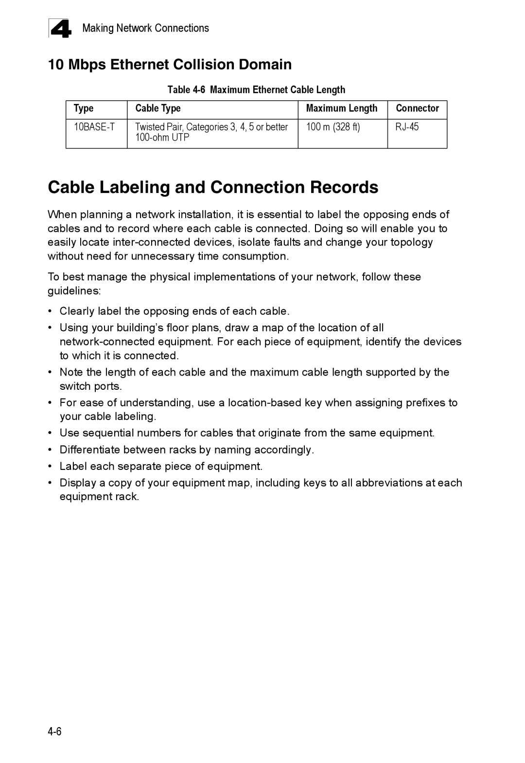 SMC Networks SMC8126PL2-F manual Cable Labeling and Connection Records, Mbps Ethernet Collision Domain 