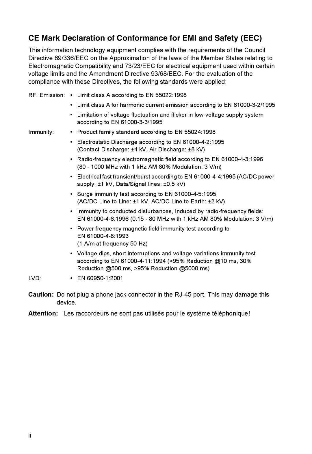 SMC Networks SMC8126PL2-F manual CE Mark Declaration of Conformance for EMI and Safety EEC 