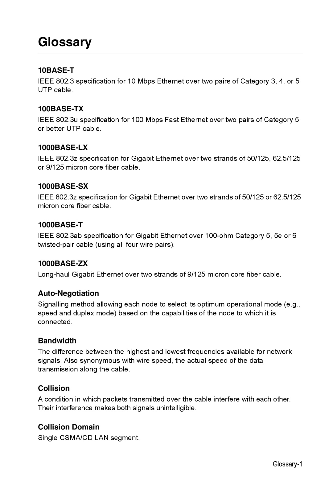 SMC Networks SMC8126PL2-F manual Glossary, 10BASE-T 