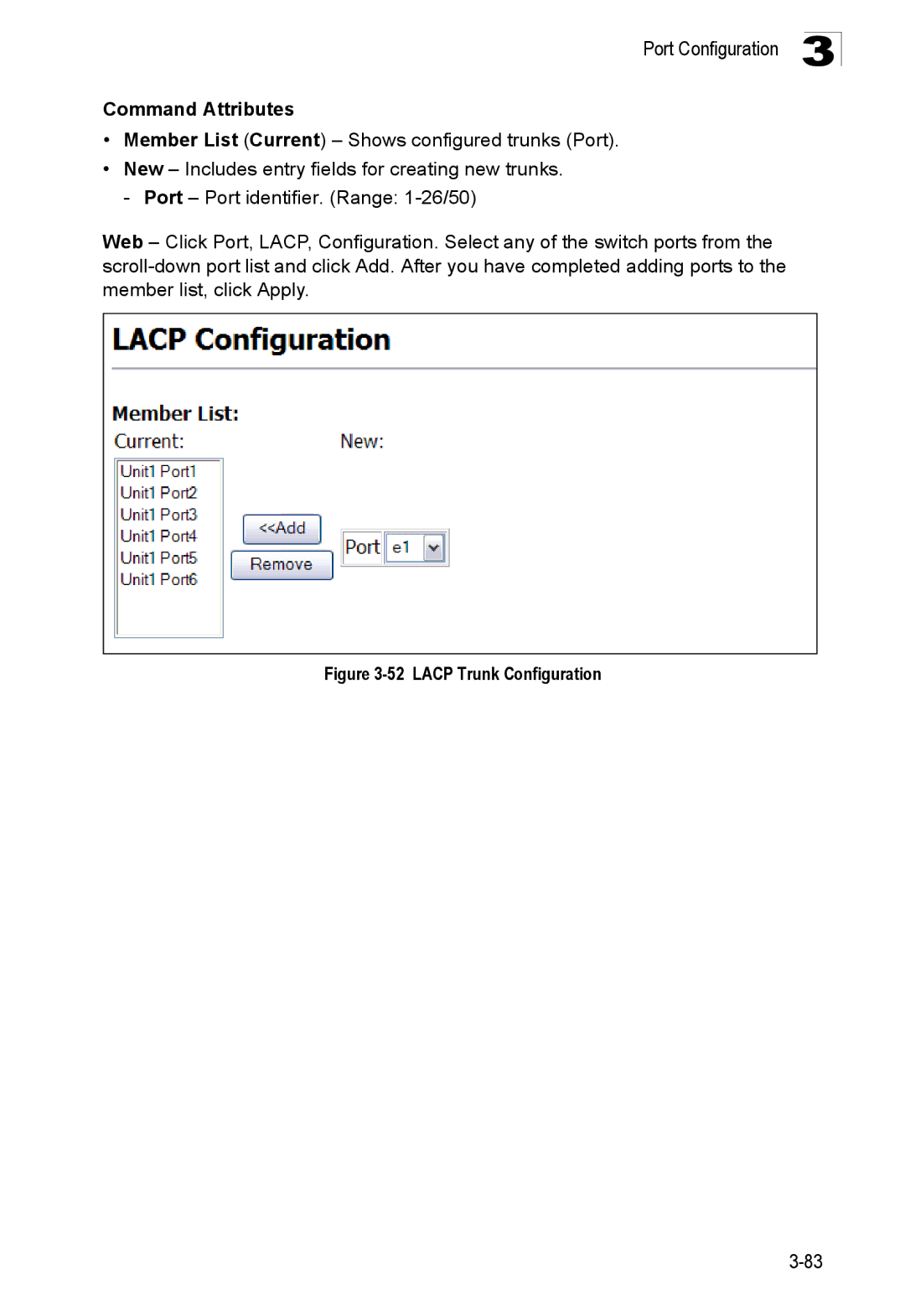 SMC Networks SMC8150L2 manual Lacp Trunk Configuration 