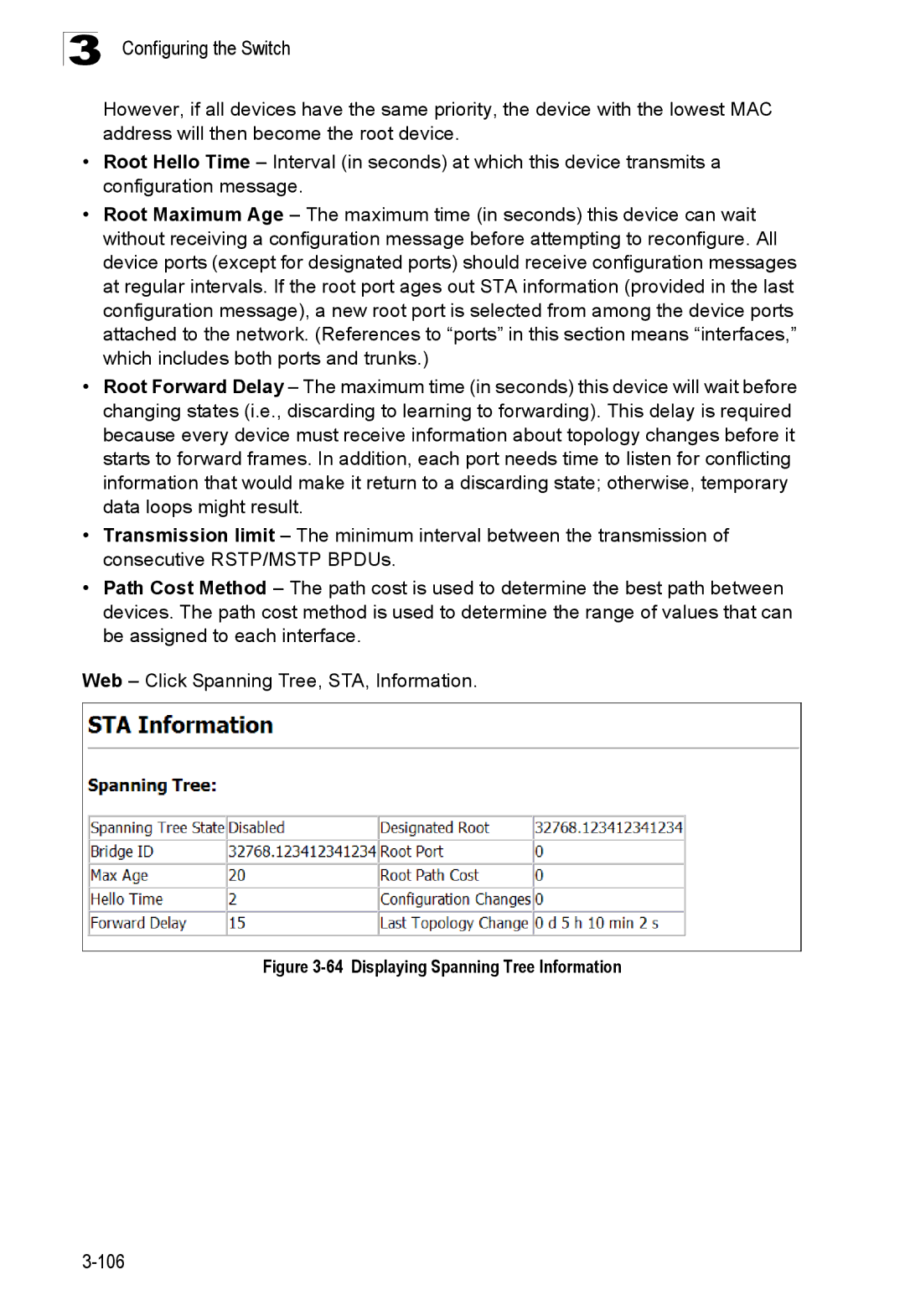 SMC Networks SMC8150L2 manual Displaying Spanning Tree Information 