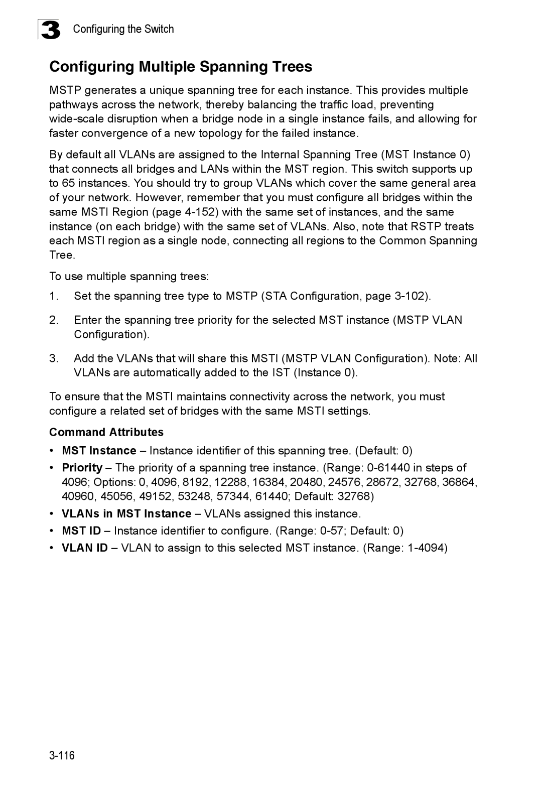 SMC Networks SMC8150L2 manual Configuring Multiple Spanning Trees 