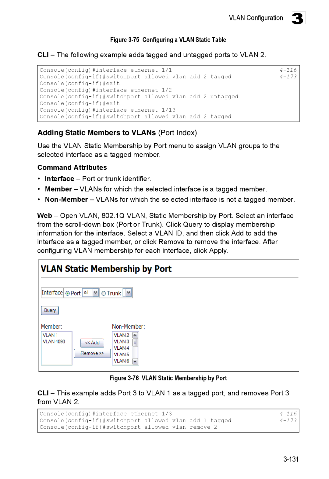 SMC Networks SMC8150L2 manual Adding Static Members to VLANs Port Index, Configuring a Vlan Static Table 