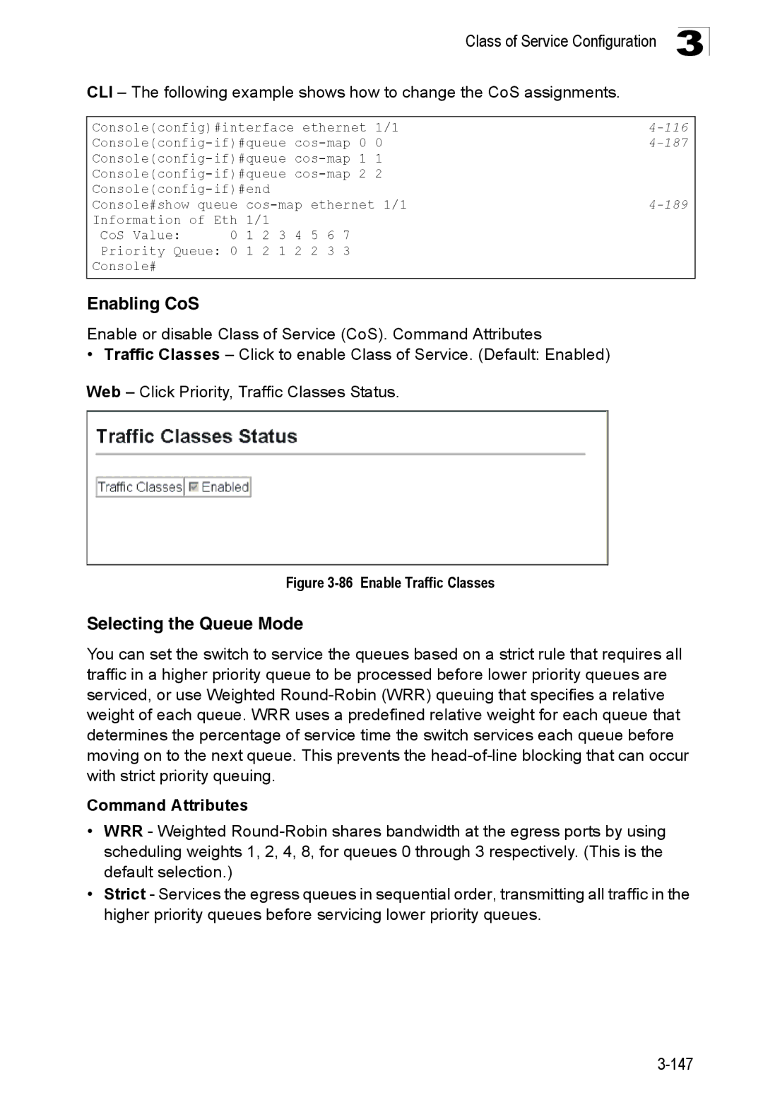 SMC Networks SMC8150L2 manual Enabling CoS, Selecting the Queue Mode 