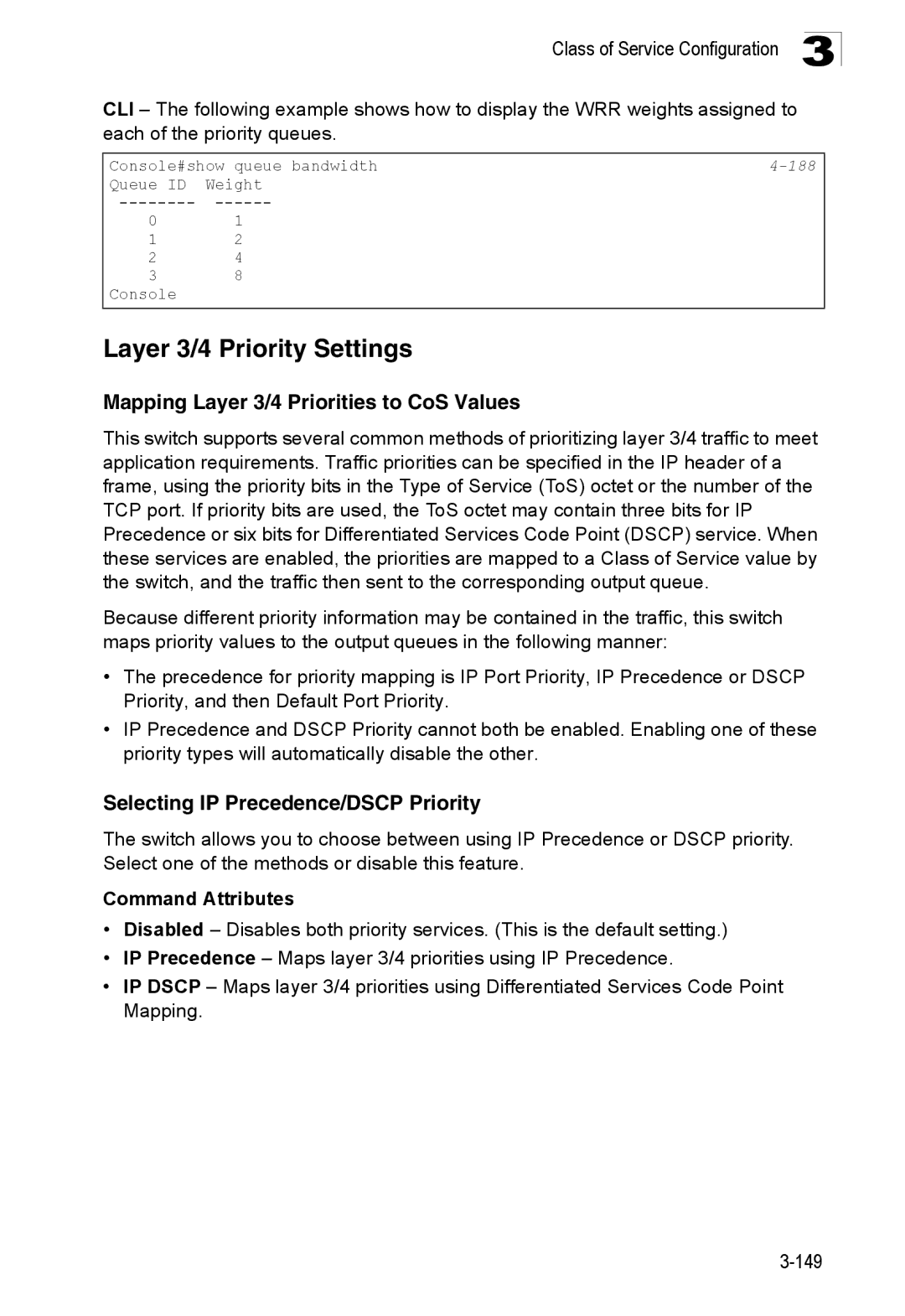 SMC Networks SMC8150L2 manual Layer 3/4 Priority Settings, Mapping Layer 3/4 Priorities to CoS Values 