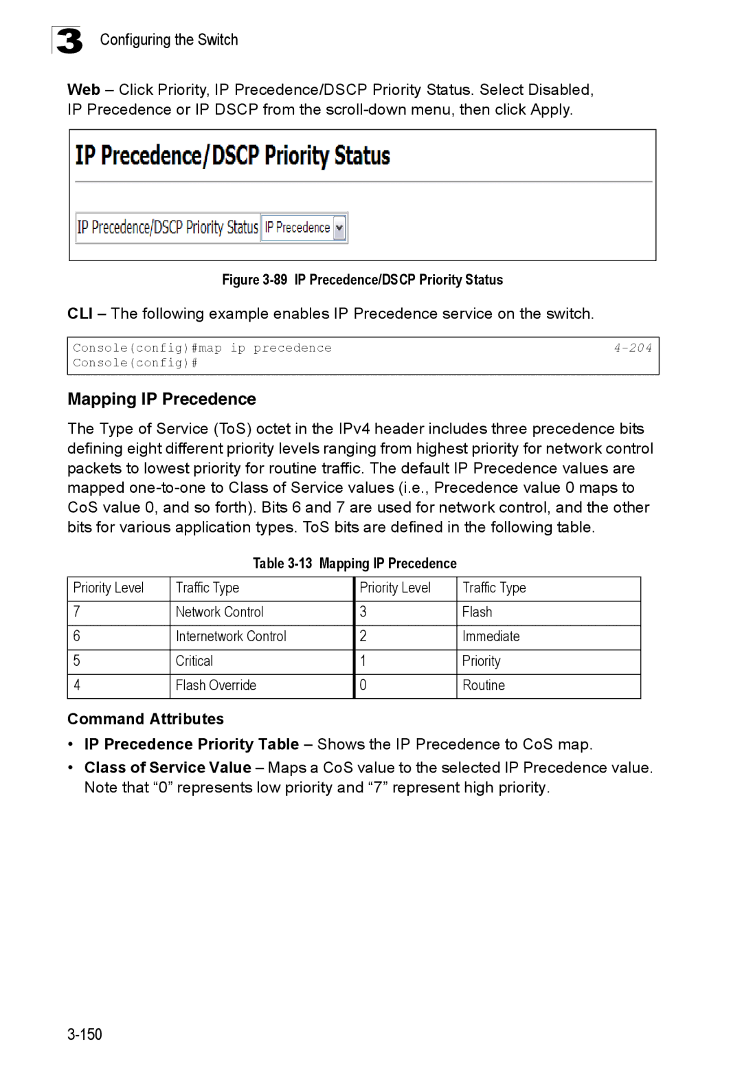 SMC Networks SMC8150L2 manual Mapping IP Precedence 