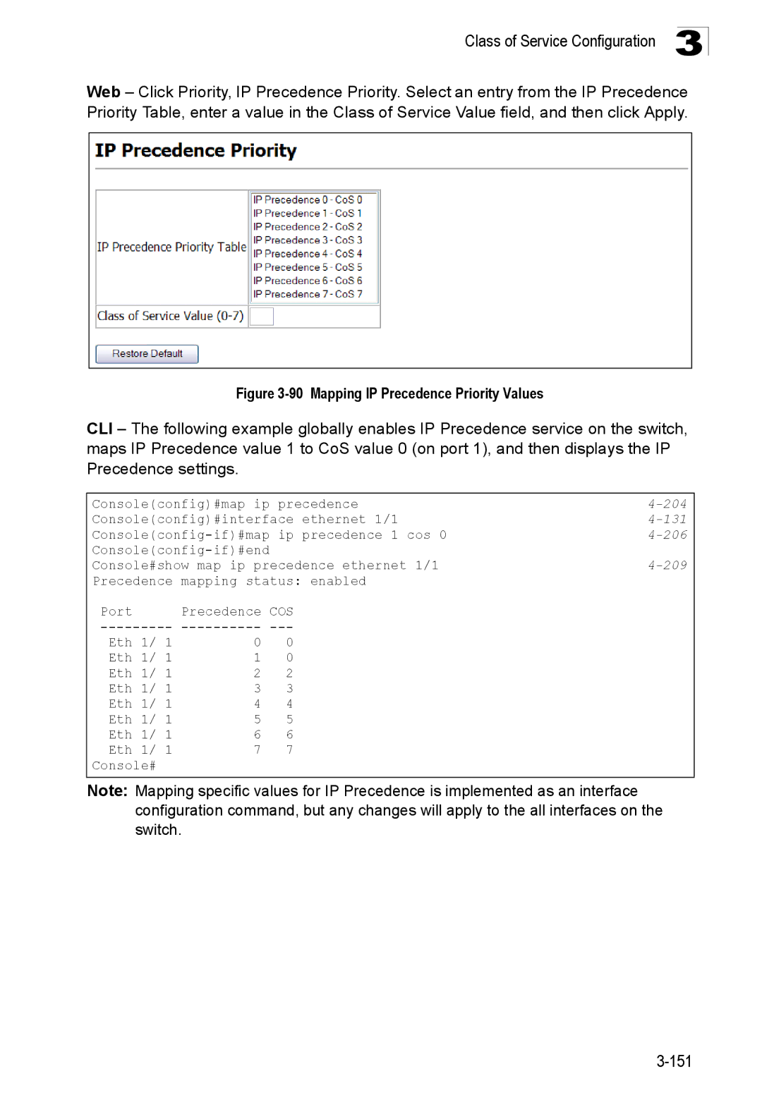 SMC Networks SMC8150L2 manual Mapping IP Precedence Priority Values 