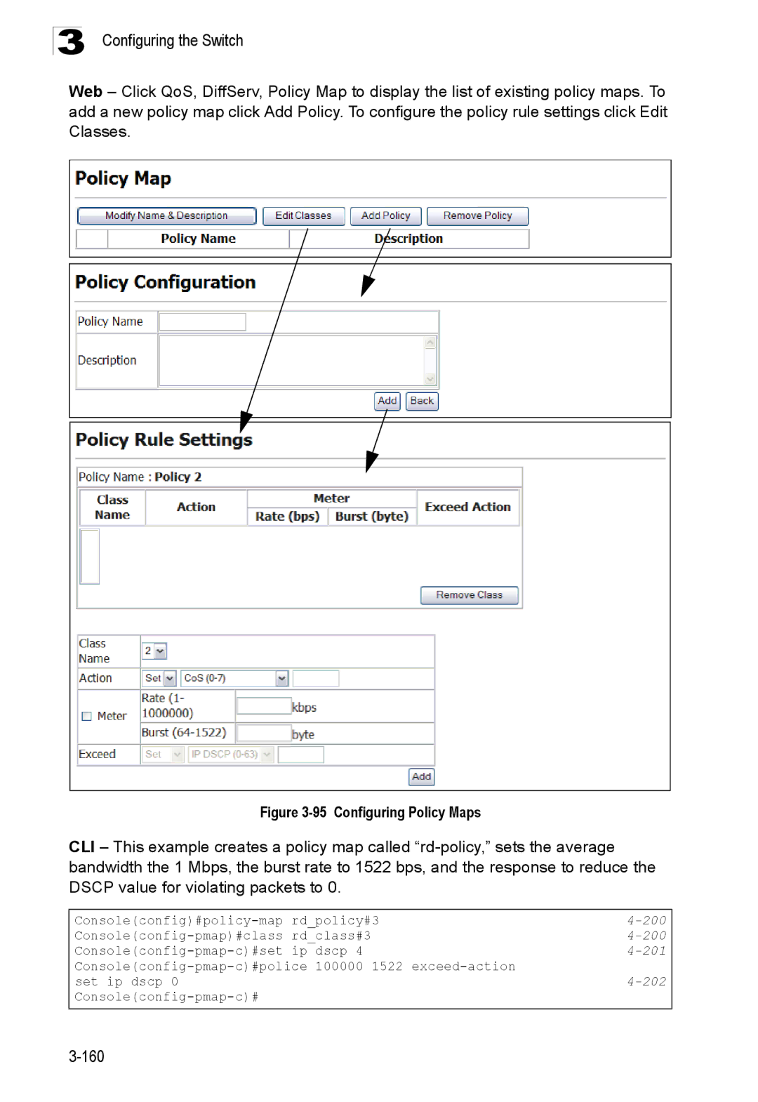 SMC Networks SMC8150L2 manual Configuring Policy Maps 