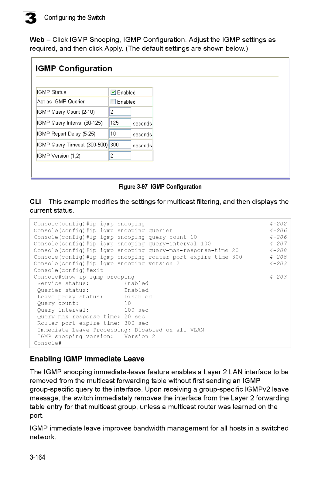 SMC Networks SMC8150L2 manual Enabling Igmp Immediate Leave, Igmp Configuration 