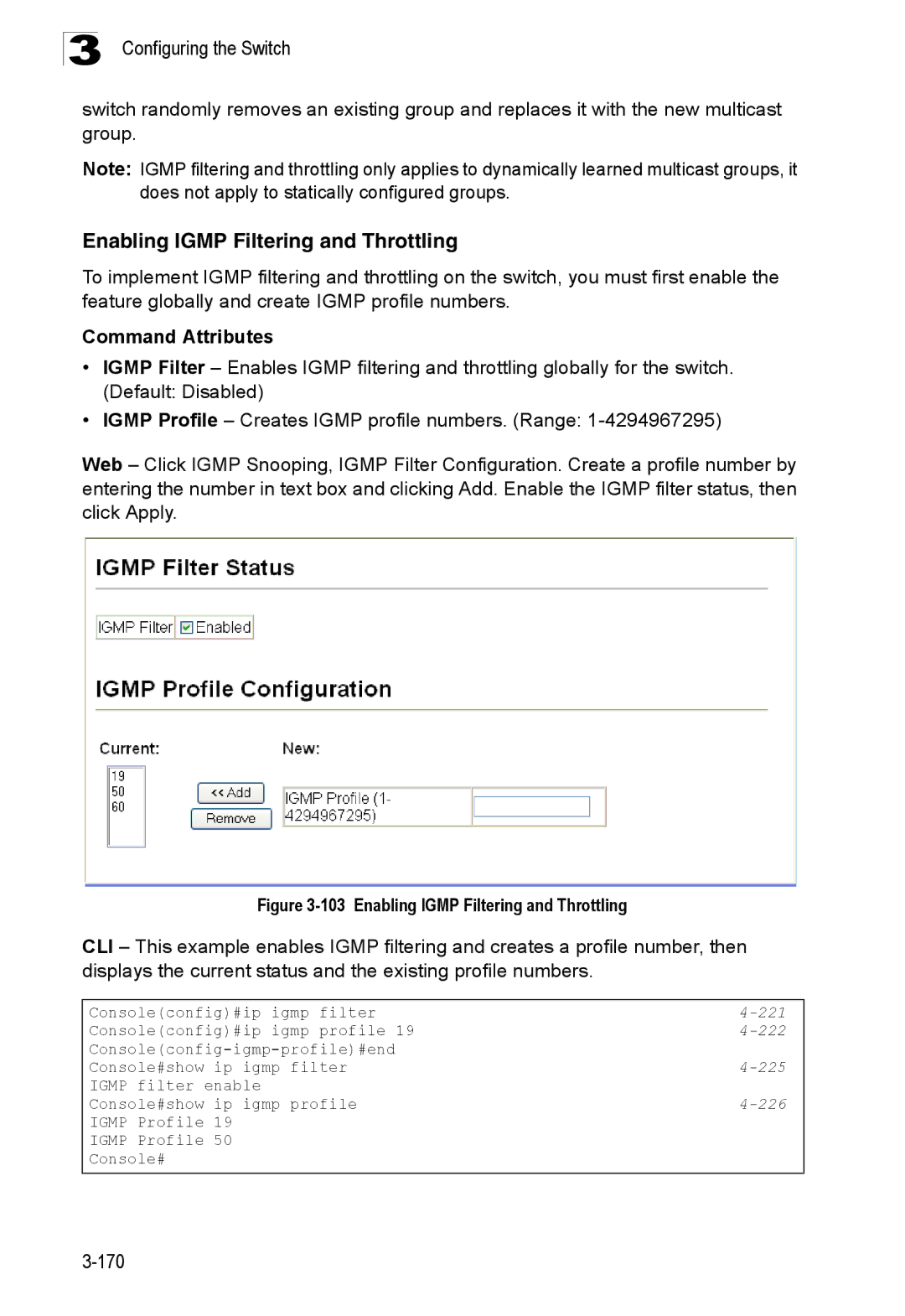 SMC Networks SMC8150L2 manual Enabling Igmp Filtering and Throttling 