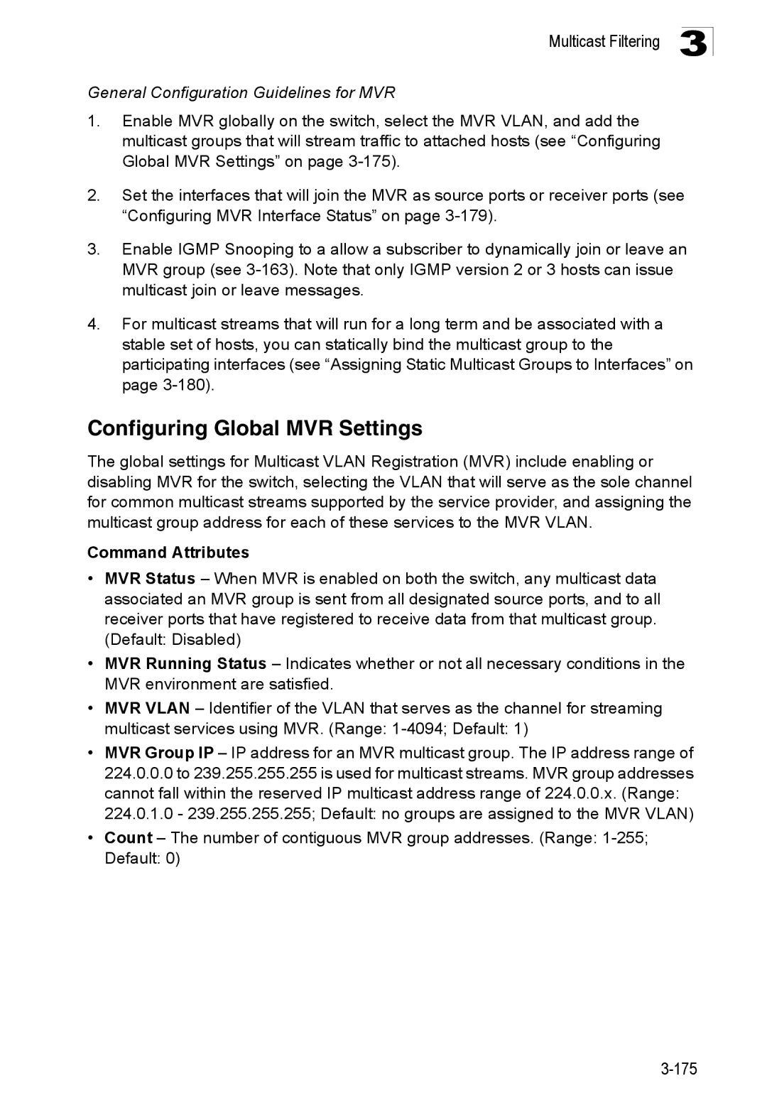 SMC Networks SMC8150L2 manual Configuring Global MVR Settings, General Configuration Guidelines for MVR 