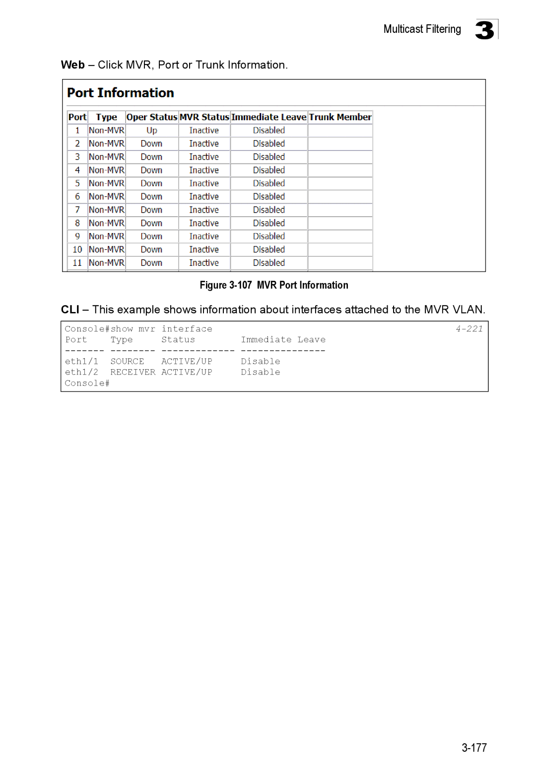 SMC Networks SMC8150L2 manual Web Click MVR, Port or Trunk Information, MVR Port Information 