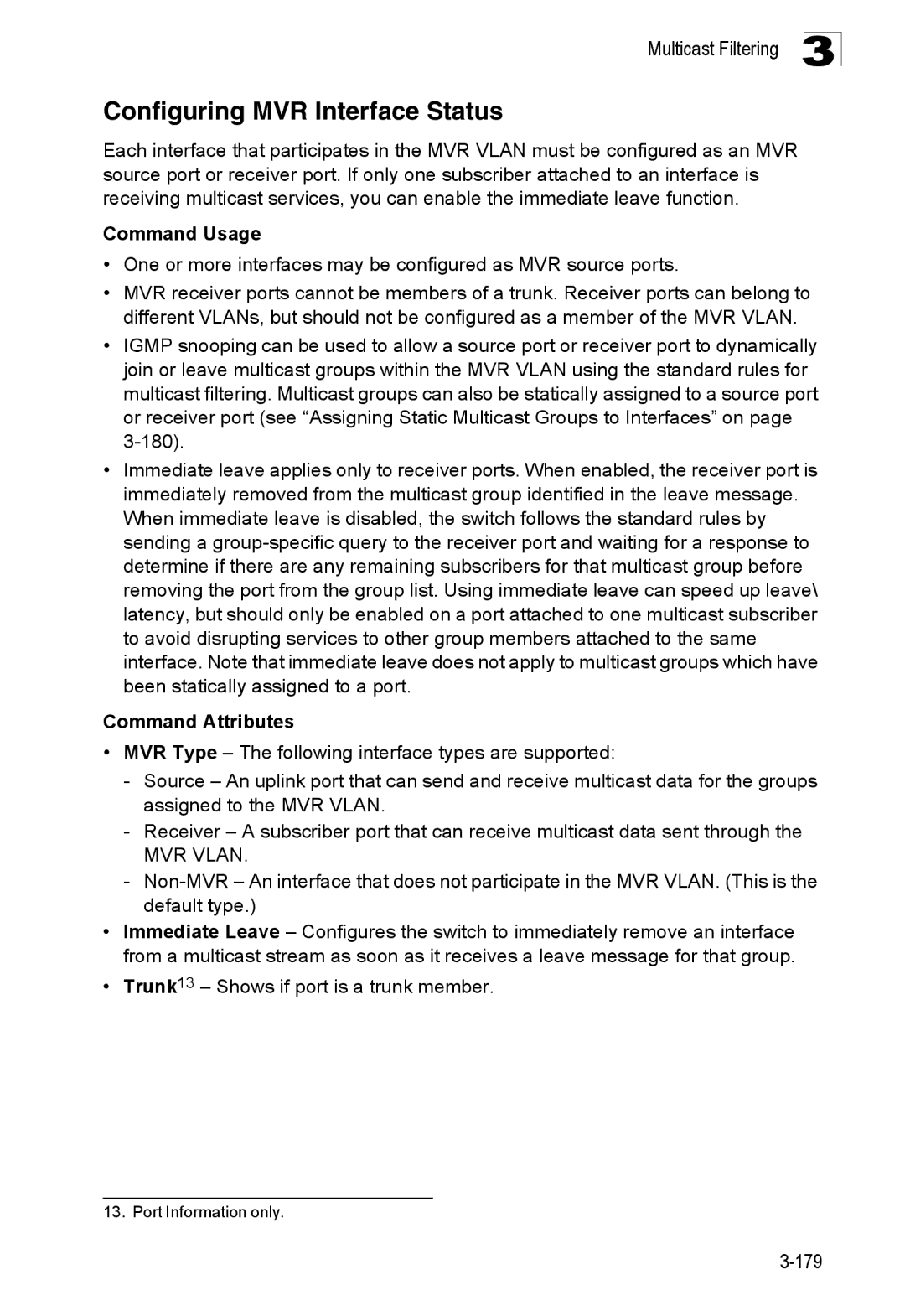 SMC Networks SMC8150L2 manual Configuring MVR Interface Status, MVR Vlan 