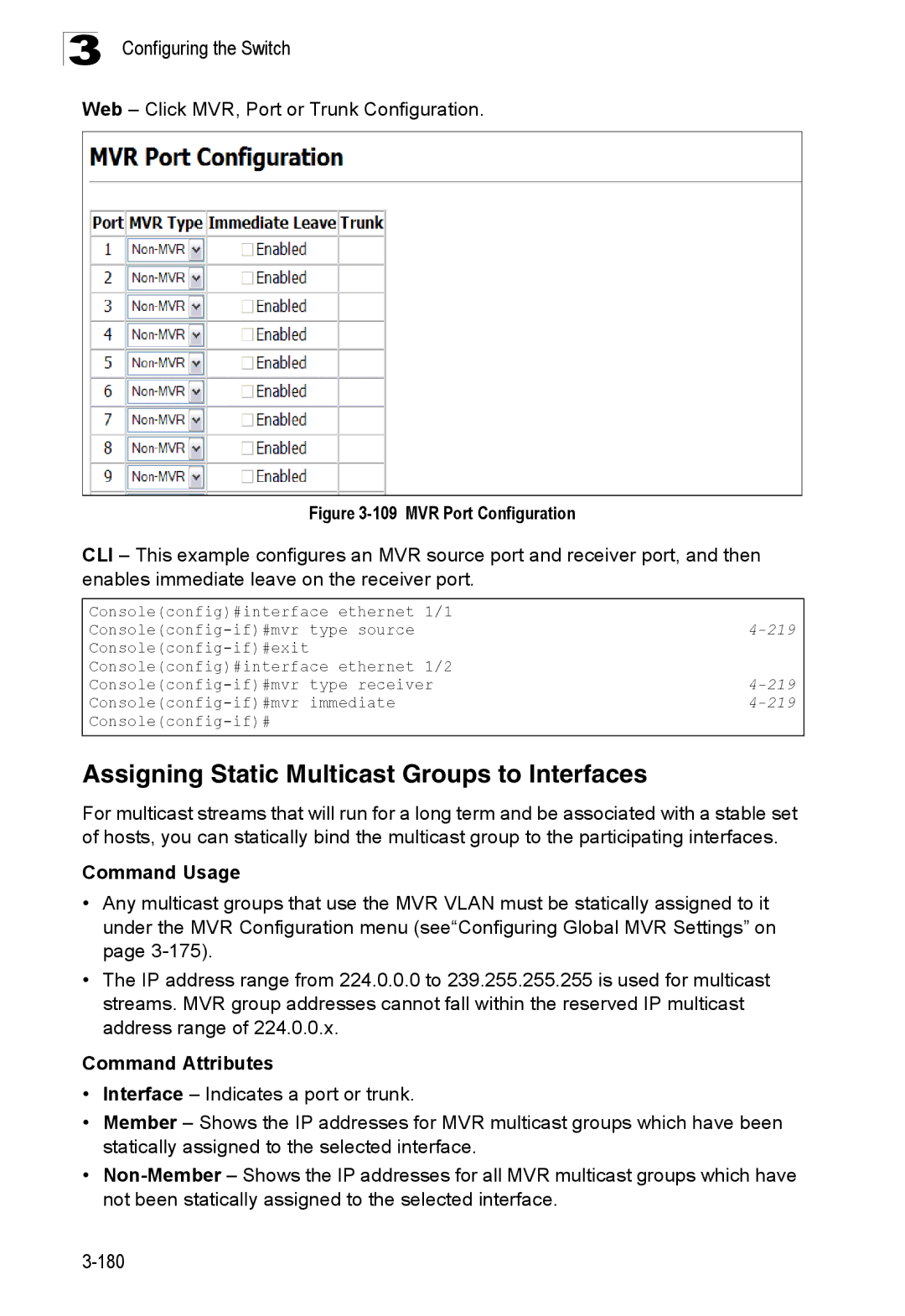 SMC Networks SMC8150L2 manual Assigning Static Multicast Groups to Interfaces, Web Click MVR, Port or Trunk Configuration 