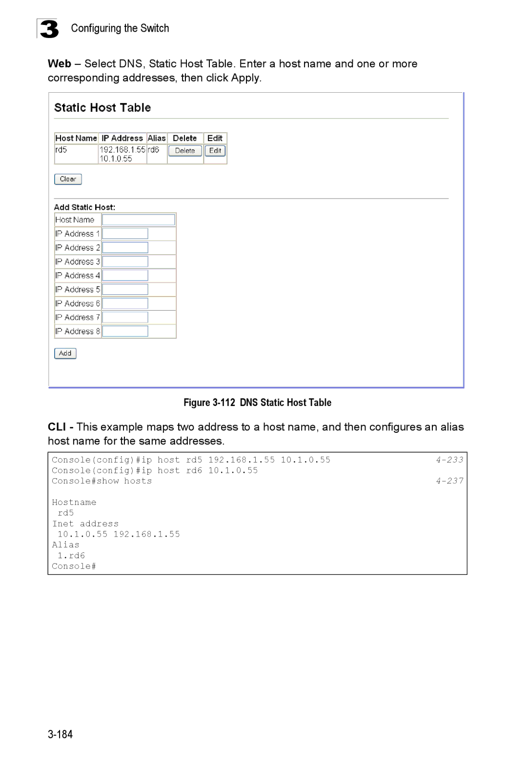 SMC Networks SMC8150L2 manual DNS Static Host Table 