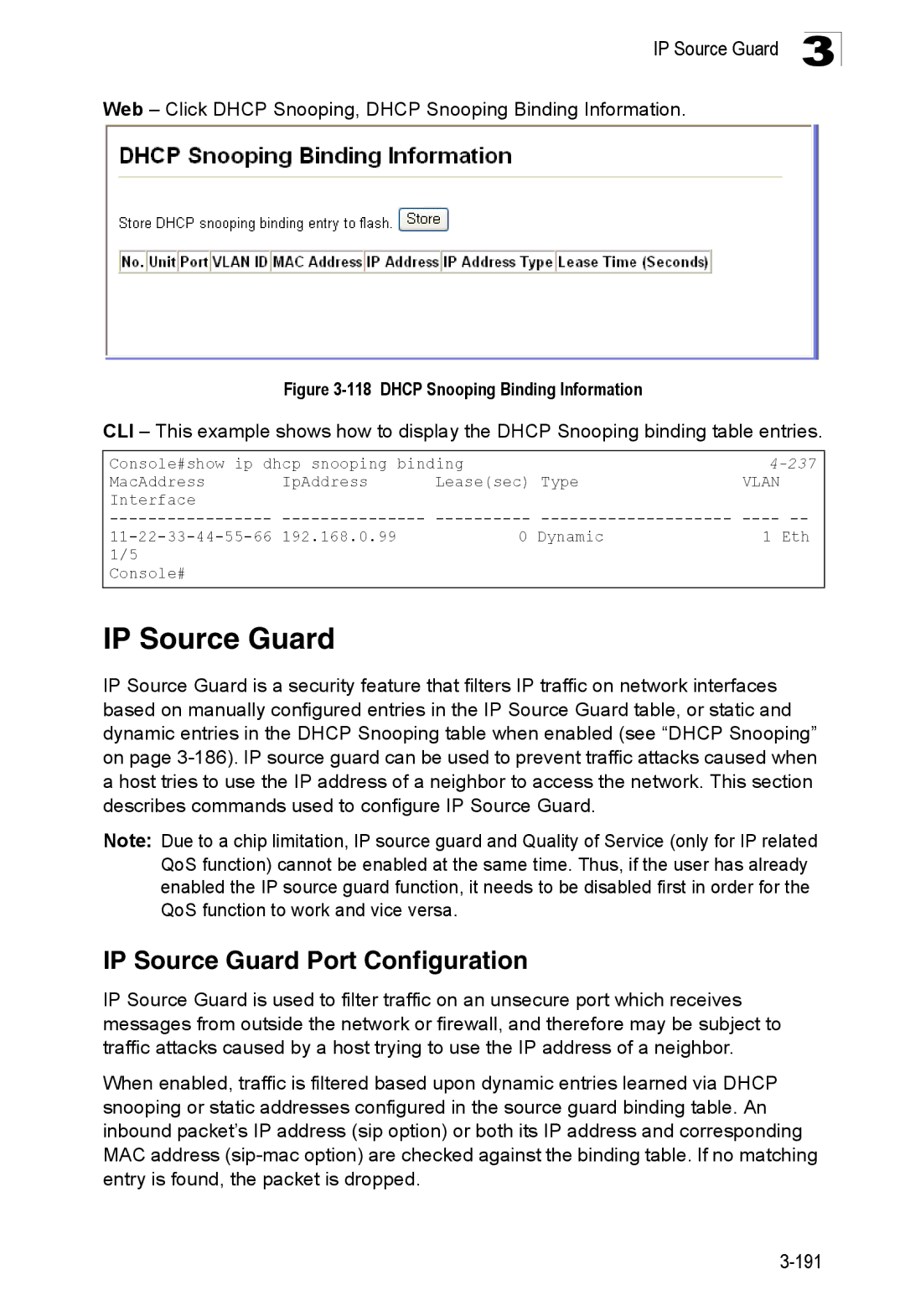 SMC Networks SMC8150L2 IP Source Guard Port Configuration, Web Click Dhcp Snooping, Dhcp Snooping Binding Information 