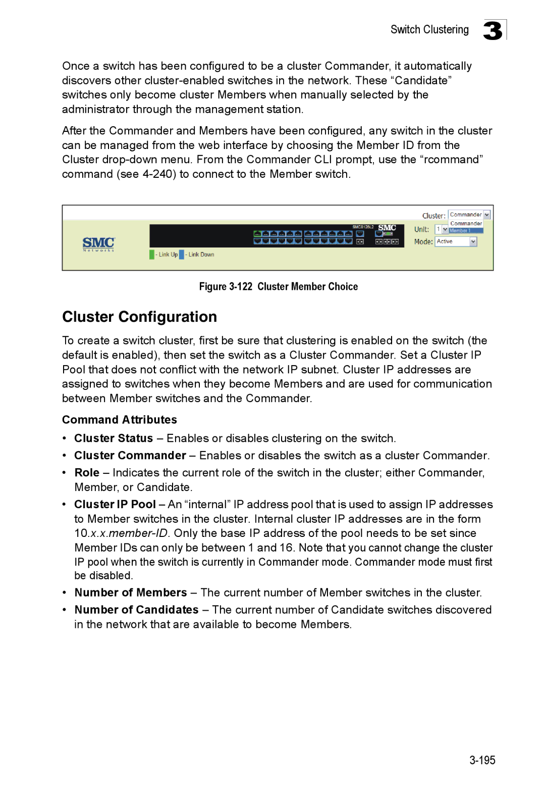 SMC Networks SMC8150L2 manual Cluster Configuration, Cluster Member Choice 