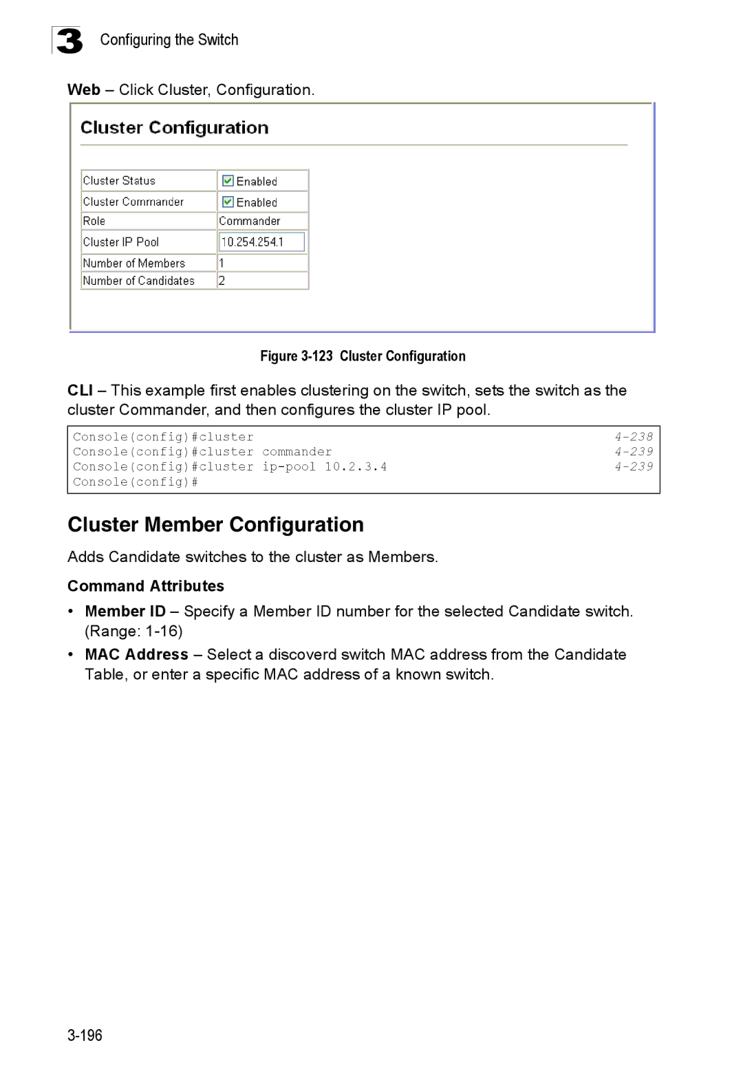 SMC Networks SMC8150L2 manual Cluster Member Configuration, Web Click Cluster, Configuration 