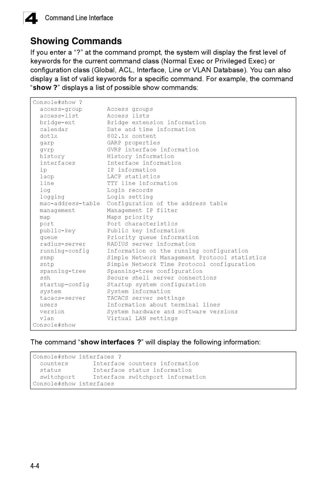 SMC Networks SMC8150L2 manual Showing Commands 