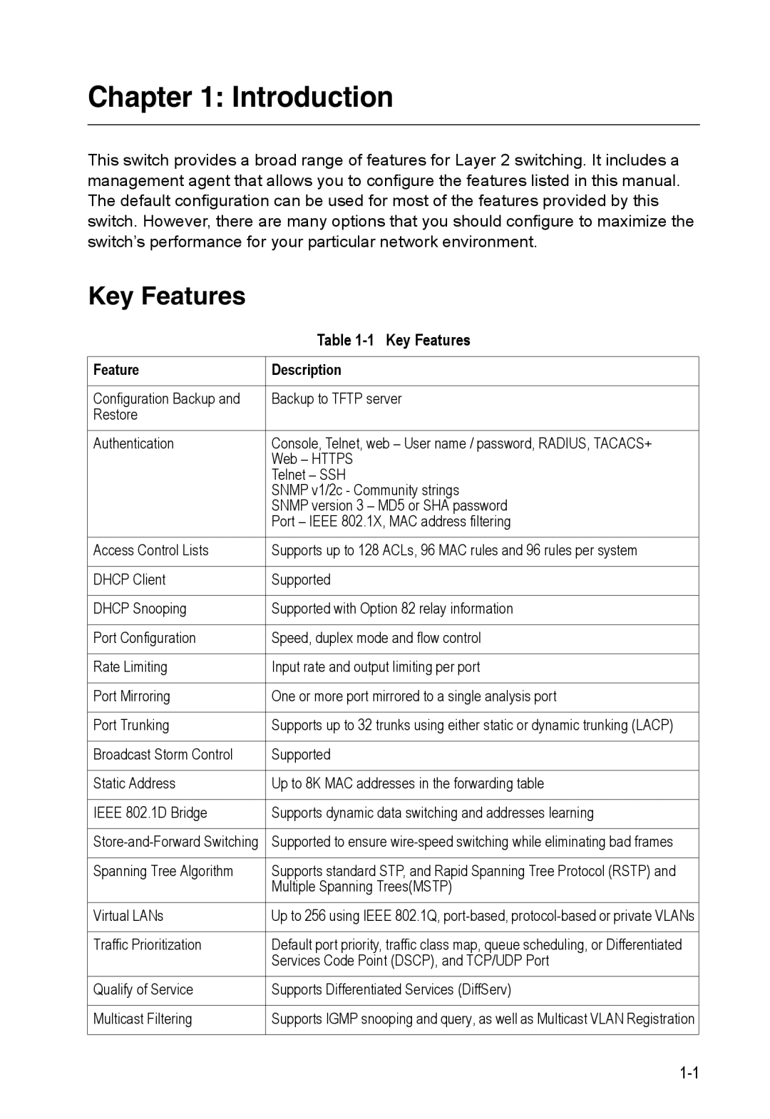 SMC Networks SMC8150L2 manual Key Features, Feature Description 