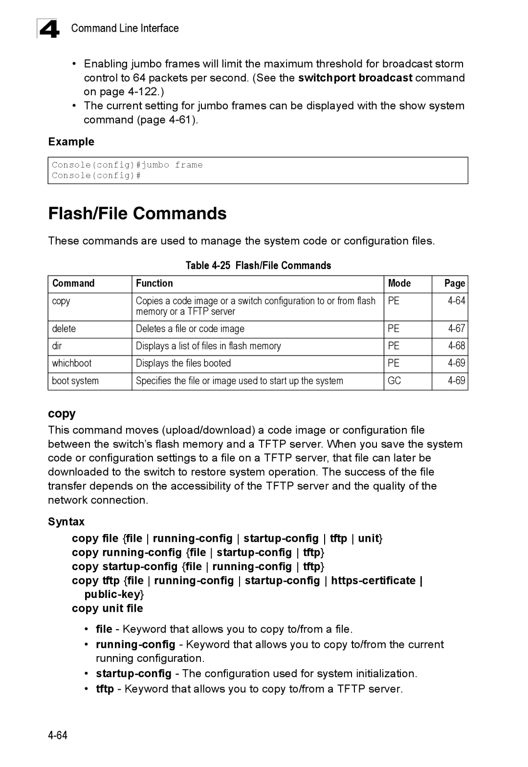 SMC Networks SMC8150L2 manual Copy, Flash/File Commands Function Mode 